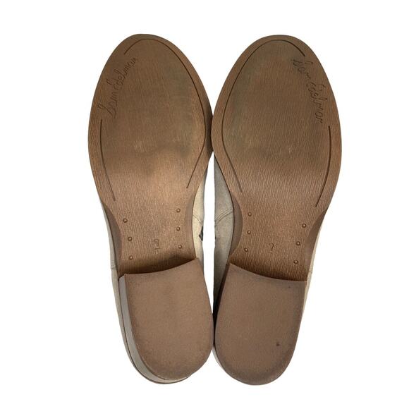 SAM EDELMAN Suede Petal Ankle Booties in Natural Tan Size 9 Zipper Buckles - Picture 8 of 11